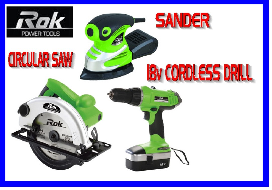 Rok 3 Piece Combo Pack 18v Cordless Drill Sander Circular Saw New eBay