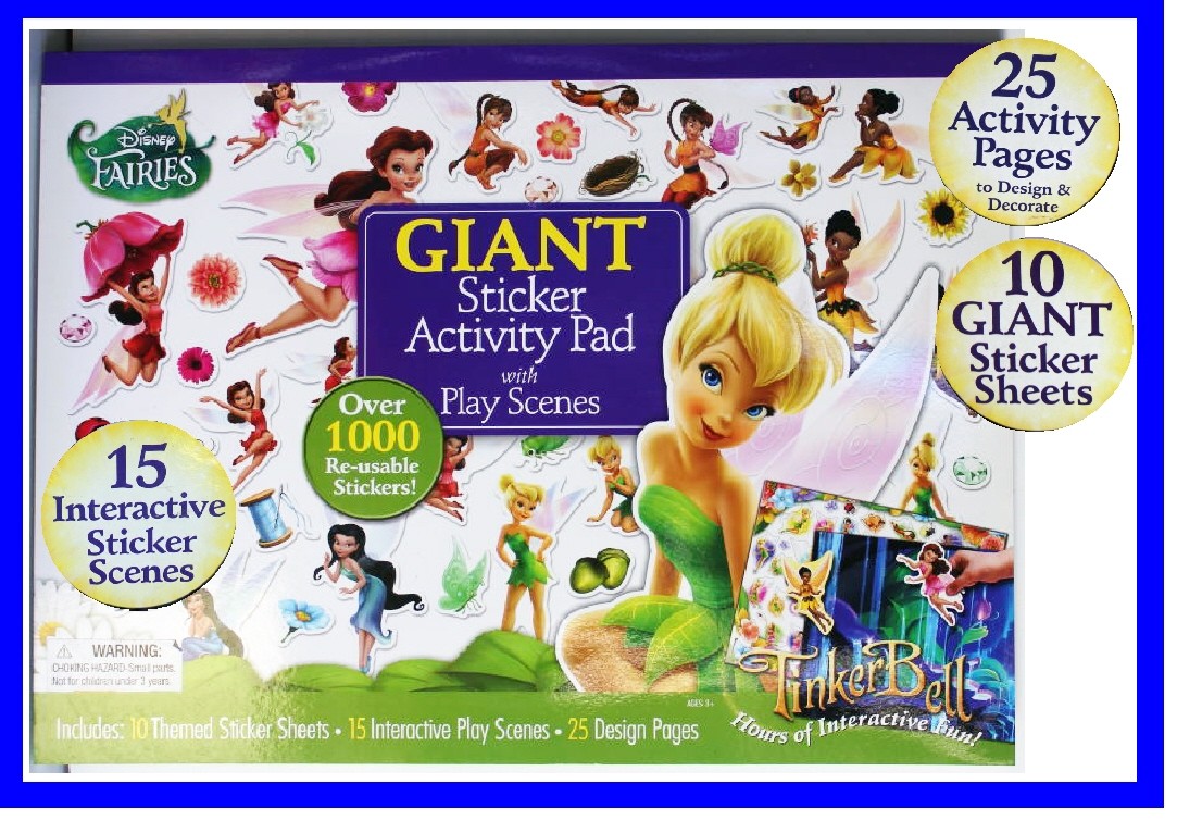 Disney Fairies Giant Sticker Activity Pad Play Scenes 1000 ReUsable Stickers eBay