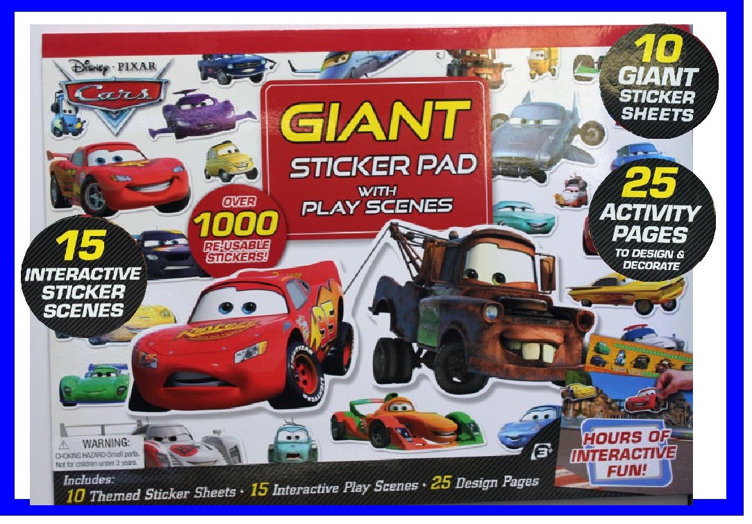 Disney Cars Giant Sticker Activity Pad Play Scenes 1000 ReUsable Stickers eBay