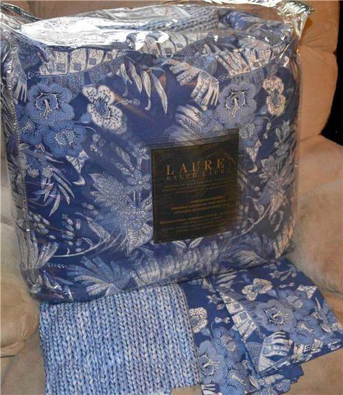 RALPH LAUREN Long Pond Tropical Indigo Blue KING COMFORTER SET NEW 1ST