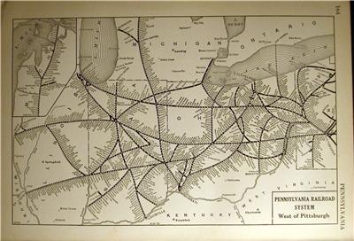 Dated 1925 Pennsylvania Prr Railroad Western System Map Depot History 