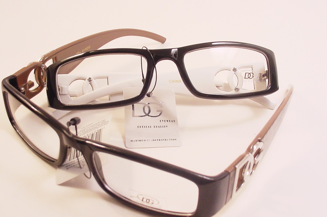 Designer "DG" Clear Lens Glasses Optical Quality Frames Colors Fancy