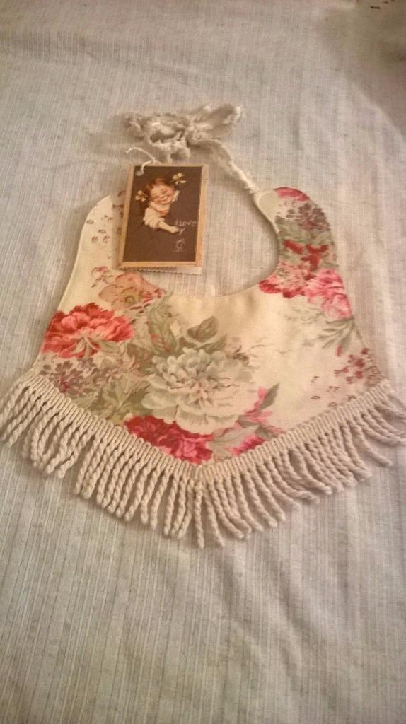 "Sweet Patootie" Fancy Baby Girl Bibs, Cotton Reversible Dressy Bibs