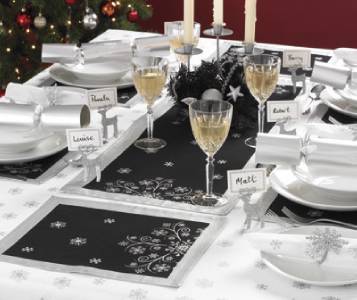 Table & XMAS Silver runner table Decoration Christmas christmas Snowflake Runner black Black Table & XMAS Silver runner table Decoration Christmas christmas Snowflake Runner black Black