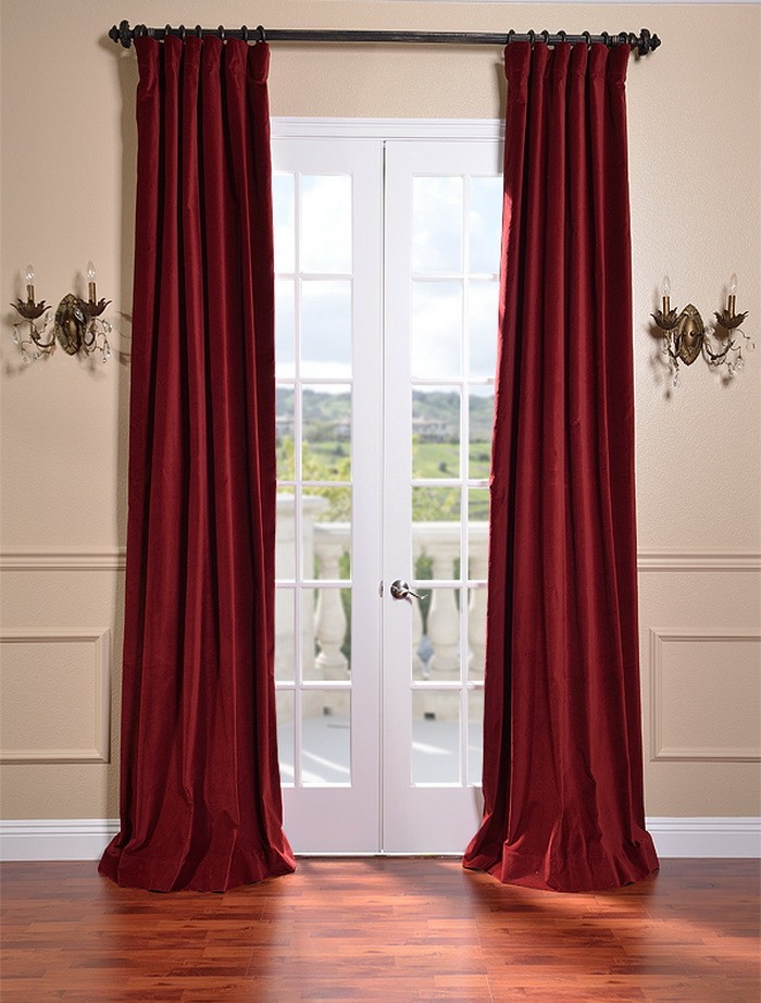 claret red vintage cotton velvet curtains drapes luxurious affordable