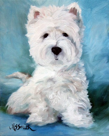 MARY SPARROW Westie West Highland Terrier Dog Art Oil ...