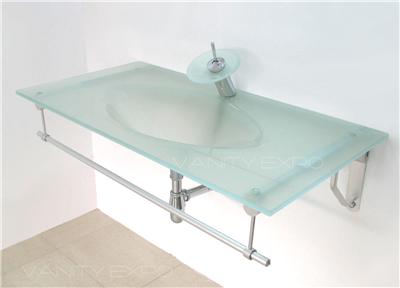 Wall Mount Bathroom Sink on Wall Mount Bathroom Frosted Glass Sink Vanity Fh 5011f   Ebay