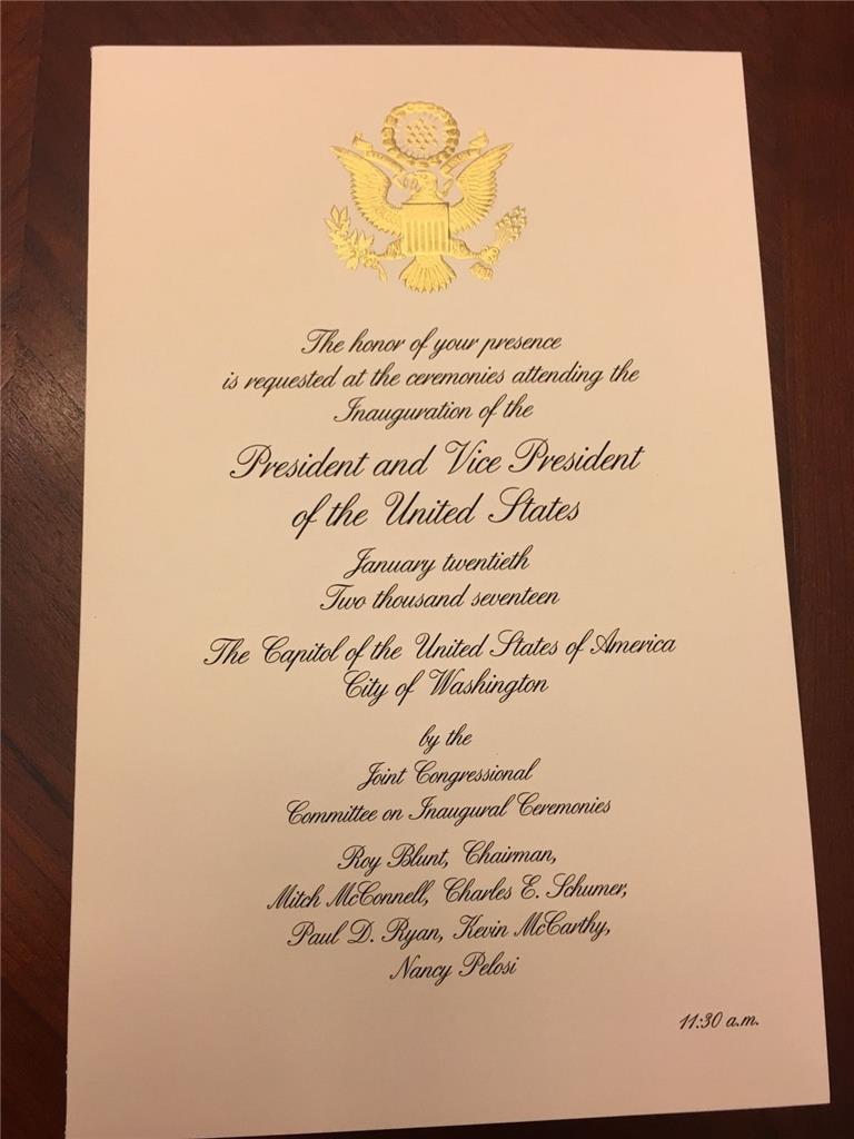 Authentic President Donald Trump Presidential Inauguration Invitation