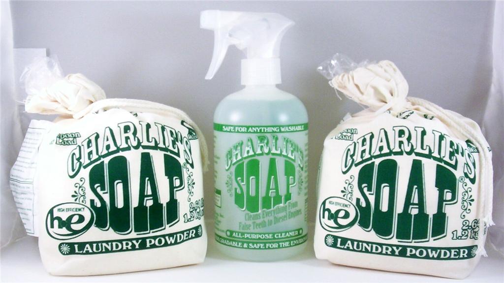 Charlie's Soap Laundry Detergent Powder 80 Loads Bag & 17 oz. All Purpose Cleaner Spray