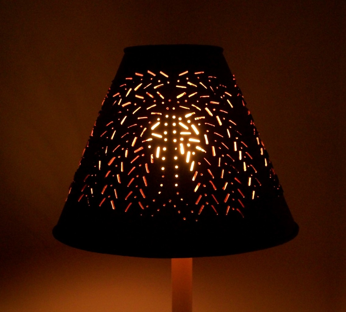 Primitive Country Punched Tin 10" ClipOn Lamp ShadeWillow Pattern