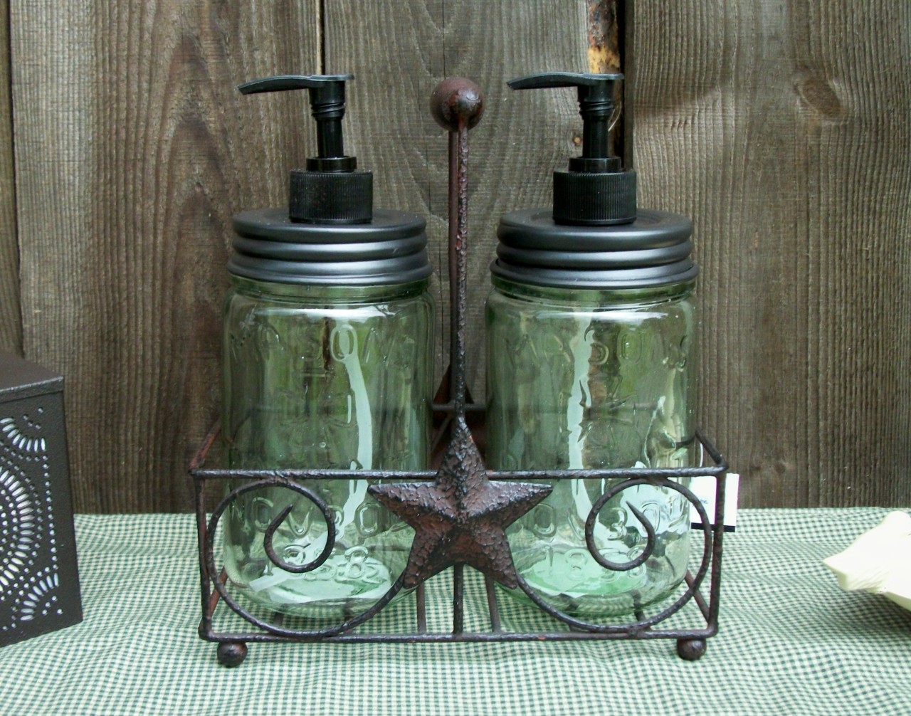 Vtg Style Pint Mason Jar Soap Lotion Dispenser's &CaddyCountry Bath