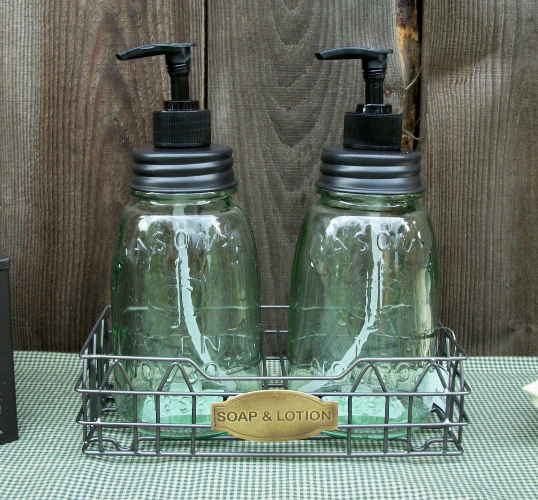 Vtg Style Pint Mason Jar Soap Lotion Dispenser's &CaddyCountry Bath