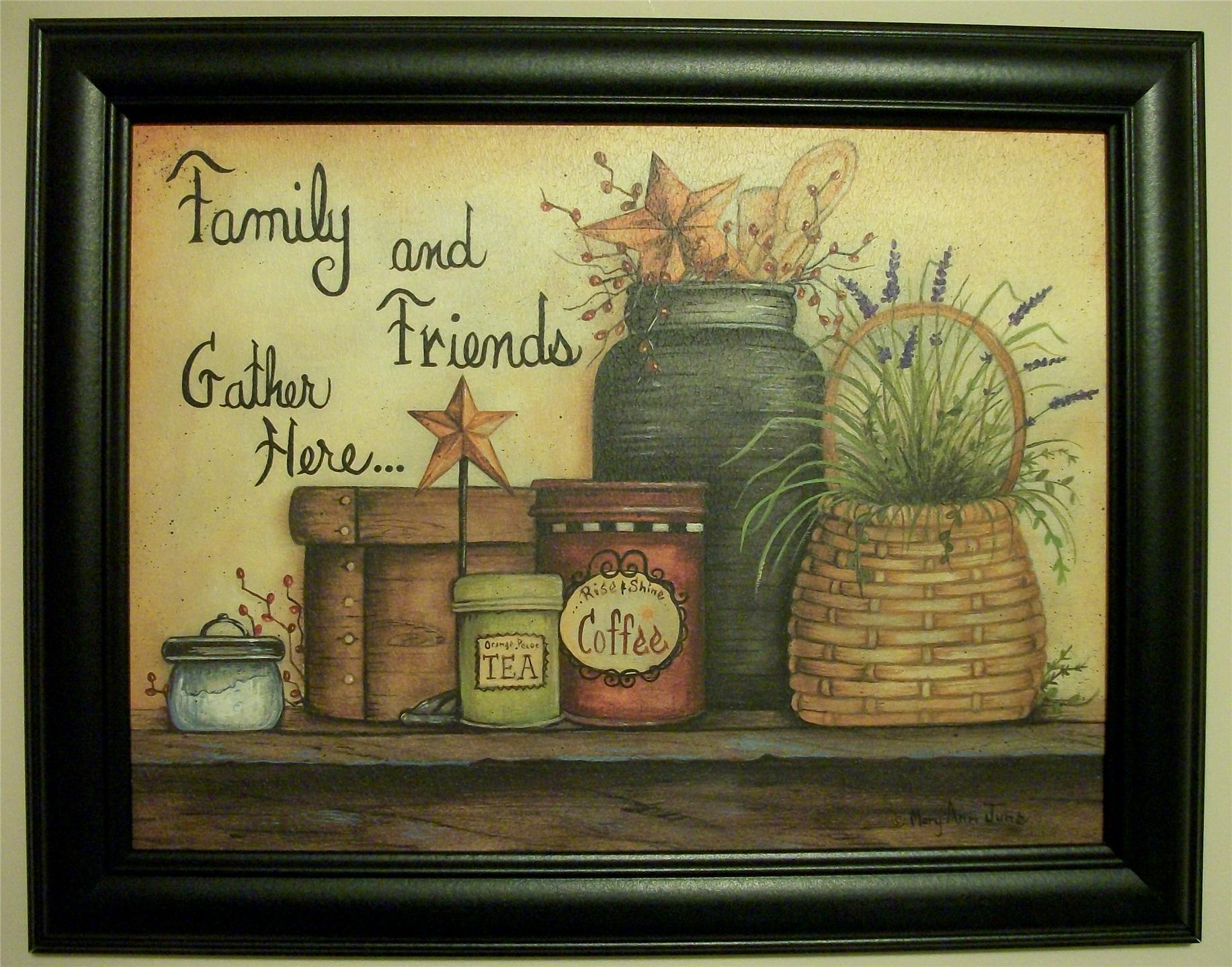 39"x9" COUNTRY BATH SHELF Framed Print/PicturePrimitive Bathroom Wall