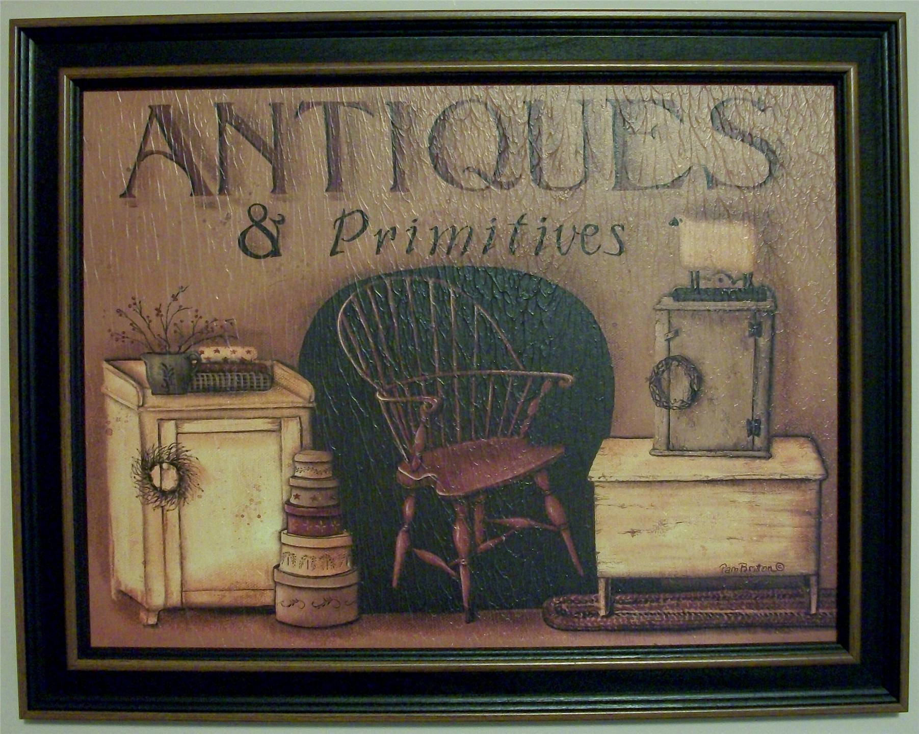 39"x9" COUNTRY BATH SHELF Framed Print/PicturePrimitive Bathroom Wall