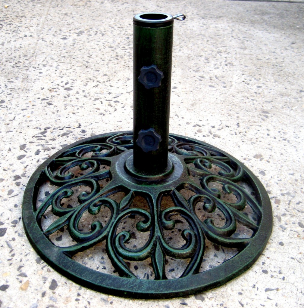 CAST IRON PATIO UMBRELLA BASE STAND ANTIQUE GREEN NEW IN BOX eBay