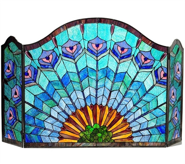 BEAUTIFUL CUT STAINED GLASS FIREPLACE SCREENS YOUR CHOICE