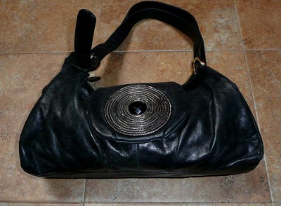 Leather Slouch Bags on Joanel Black Leather Medium Slouch Hobo Tote Purse Bag Boho Ebay