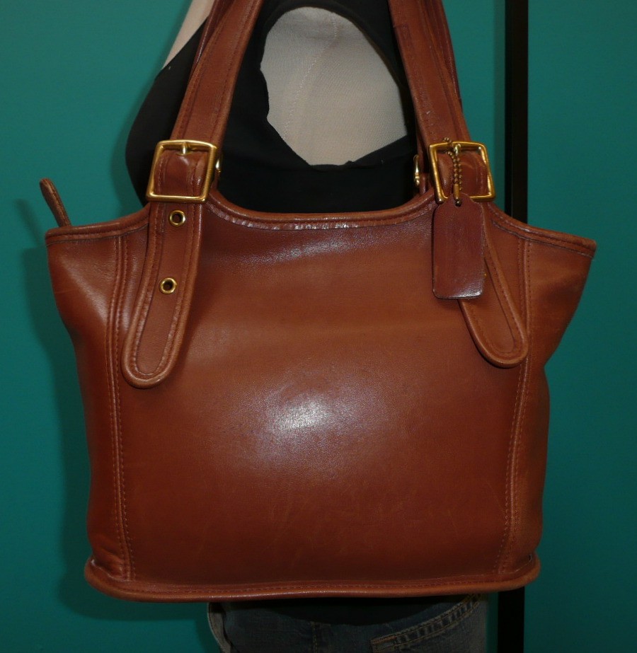 Vintage COACH Brown LEGACY Two Strap Leather Tote Satchel Purse Bag 9086