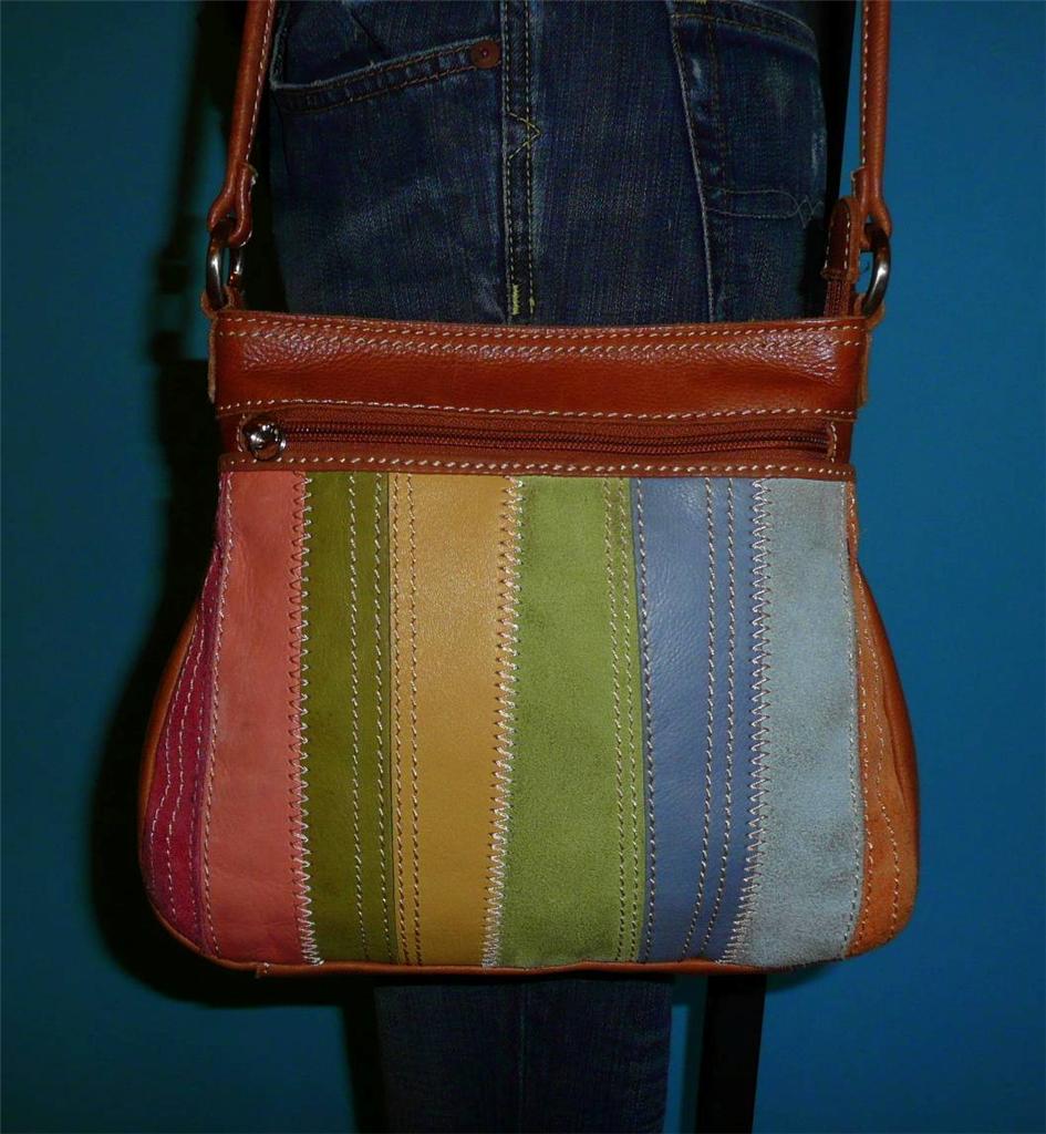Vintage FOSSIL Small Multicolor Patchwork Leather Mini Cross Body Zip Purse Bag | eBay