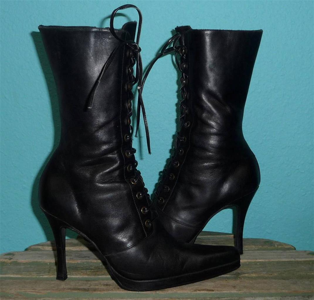 black victorian lace up boots