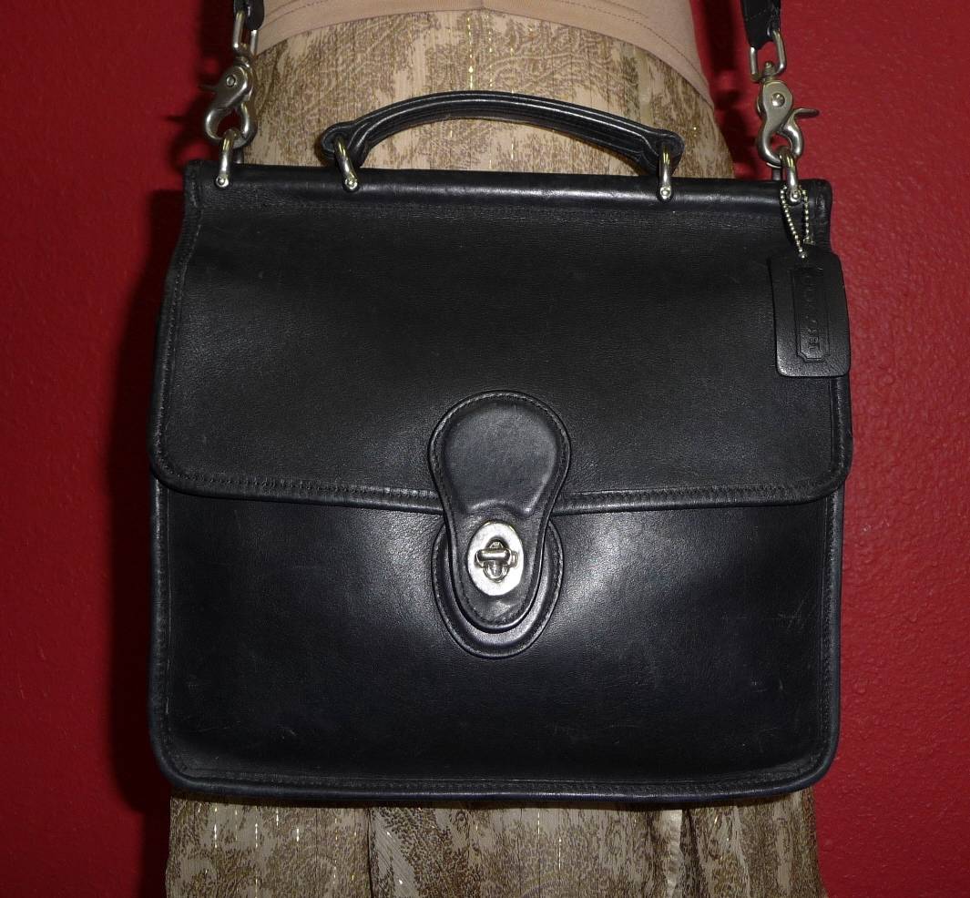 COACH WILLIS Black Leather Messenger CrossBody Purse Bag 9927 Silver Hardware! | eBay