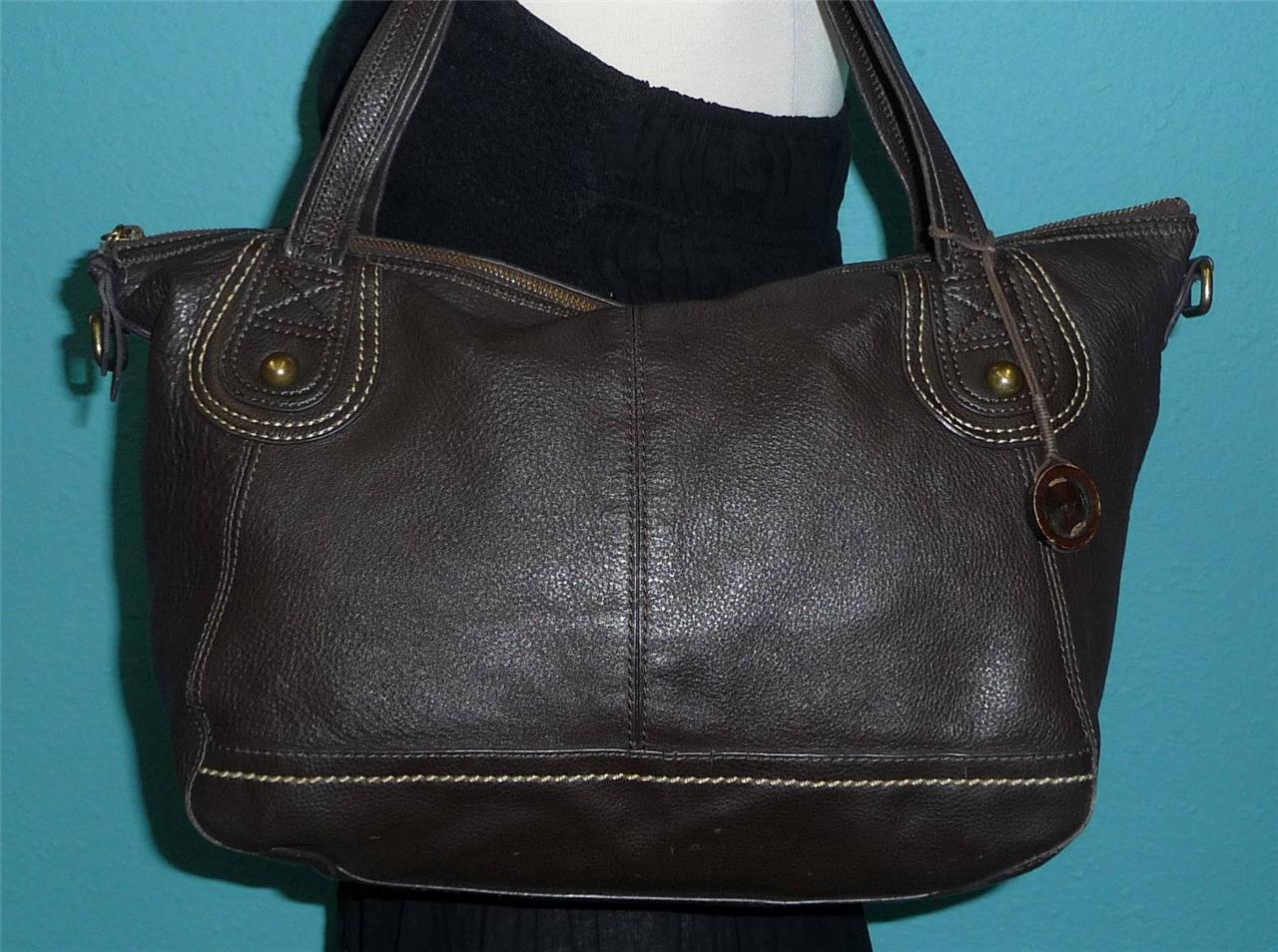 Vintage The Sak Brown Leather Medium Large Satchel Tote Shoulder Purse