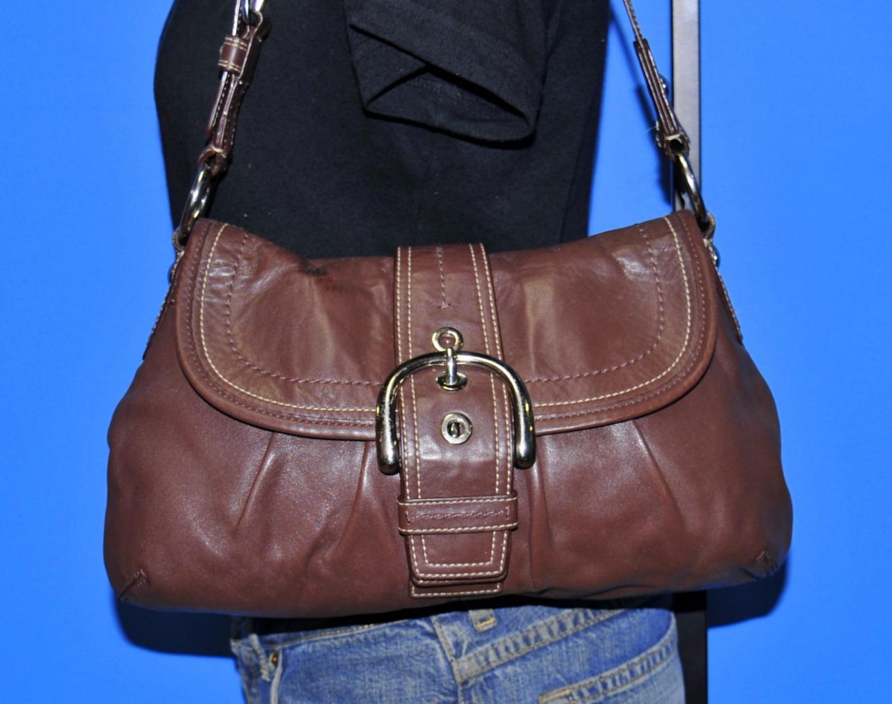 COACH Soho Brown Leather Buckle Flap Hobo Shoulder Satchel Tote Purse Bag 51204 | eBay