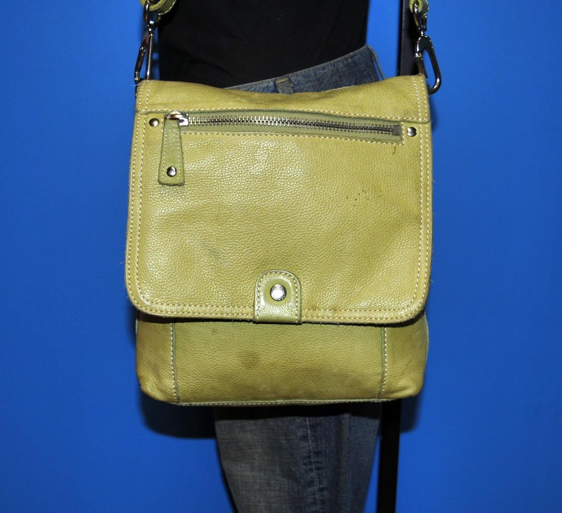 FOSSIL Green Leather SUTTER Organizer Crossbody Messenger Satchel Tote Purse Bag eBay