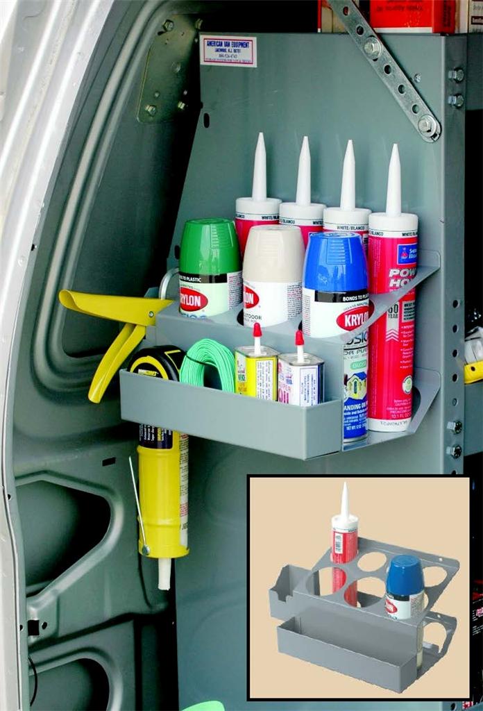 Mounting Caulk Tube & Spray Can Rack Holder with Tray from American Van