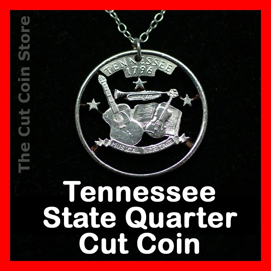 tennessee 25 162 tn quarter cut coin necklace music fiddle tennessee 25 162 tn quarter cut coin necklace music fiddle