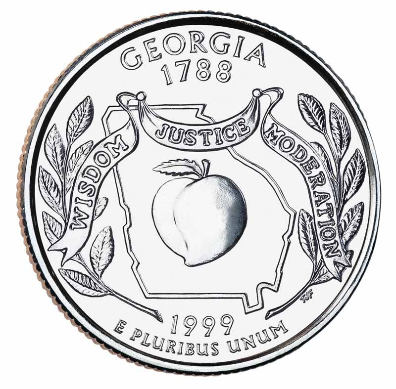 ♥ Peach State 25¢ GA Quarter Coin Necklace Pendant Cut Out Jewelry