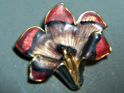 Vintage Costume Jewelry Enamel Figural Flower Brooch