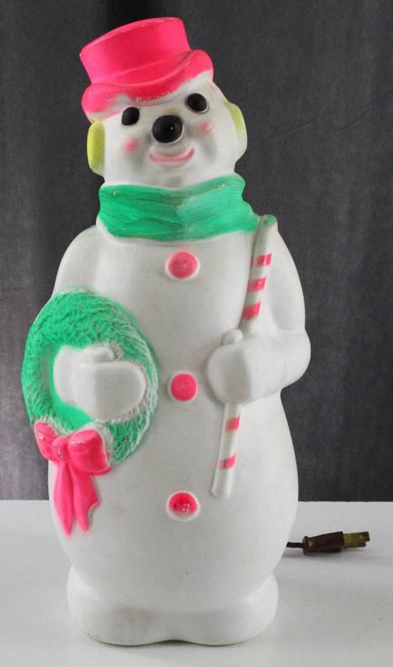 Vintage Christmas SNOWMAN Decor Light Up WORKS Empire Plastic Corp 1968
