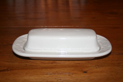 Longaberger Ivory Pottery Butter Dish Basket