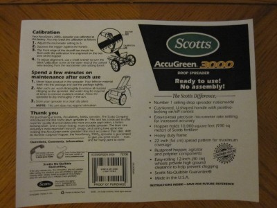 Scotts AccuGreen 3000 Deluxe Drop Spreader 73730 | eBay