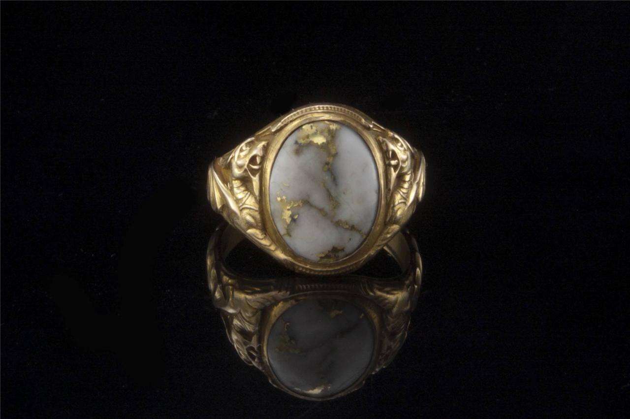 RARE ANTIQUE EARLY VICTORIAN GOLD QUARTZ 14K GOLD CARVED DRAGON MENS