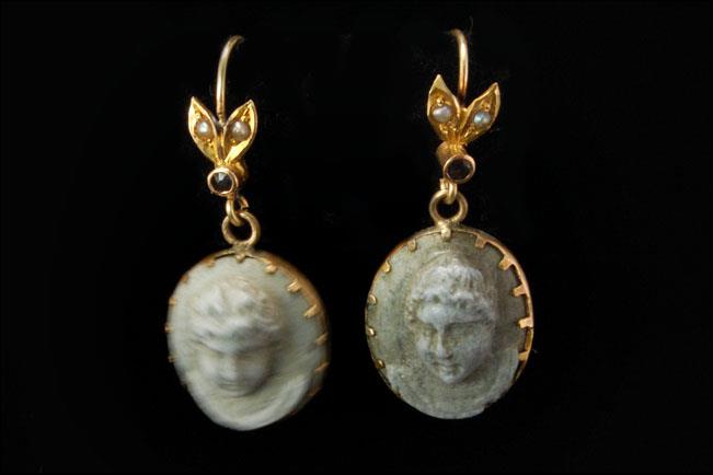 antiquelava,antiquewhite antique georgian 14k gold lava cameo seed pearl