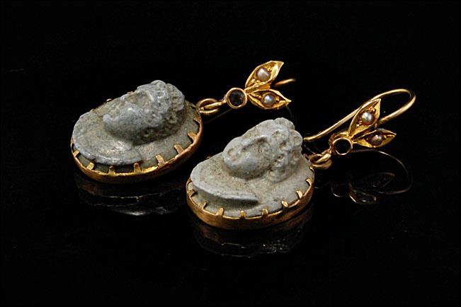antiquelava,antiquewhite antique georgian 14k gold lava cameo seed pearl