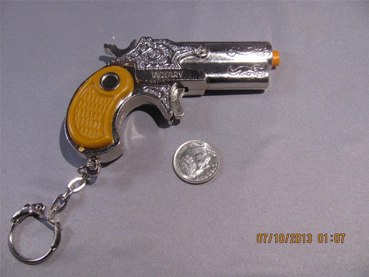 Cap Gun Keychain Derringer Small Brown Handle Chrome Color eBay