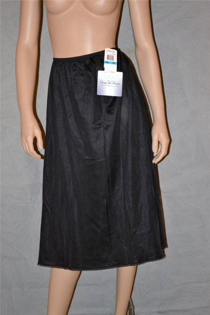 New NWT Vanity Fair Woman Long Black Half Slip3X28" Long eBay