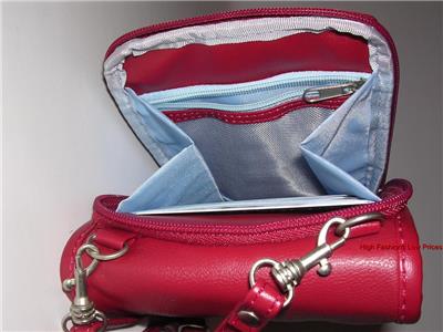 TRAVELON Purse w/Built in Wallet RED Genuine Leather Organizer CrossBody Bag NEW | eBay