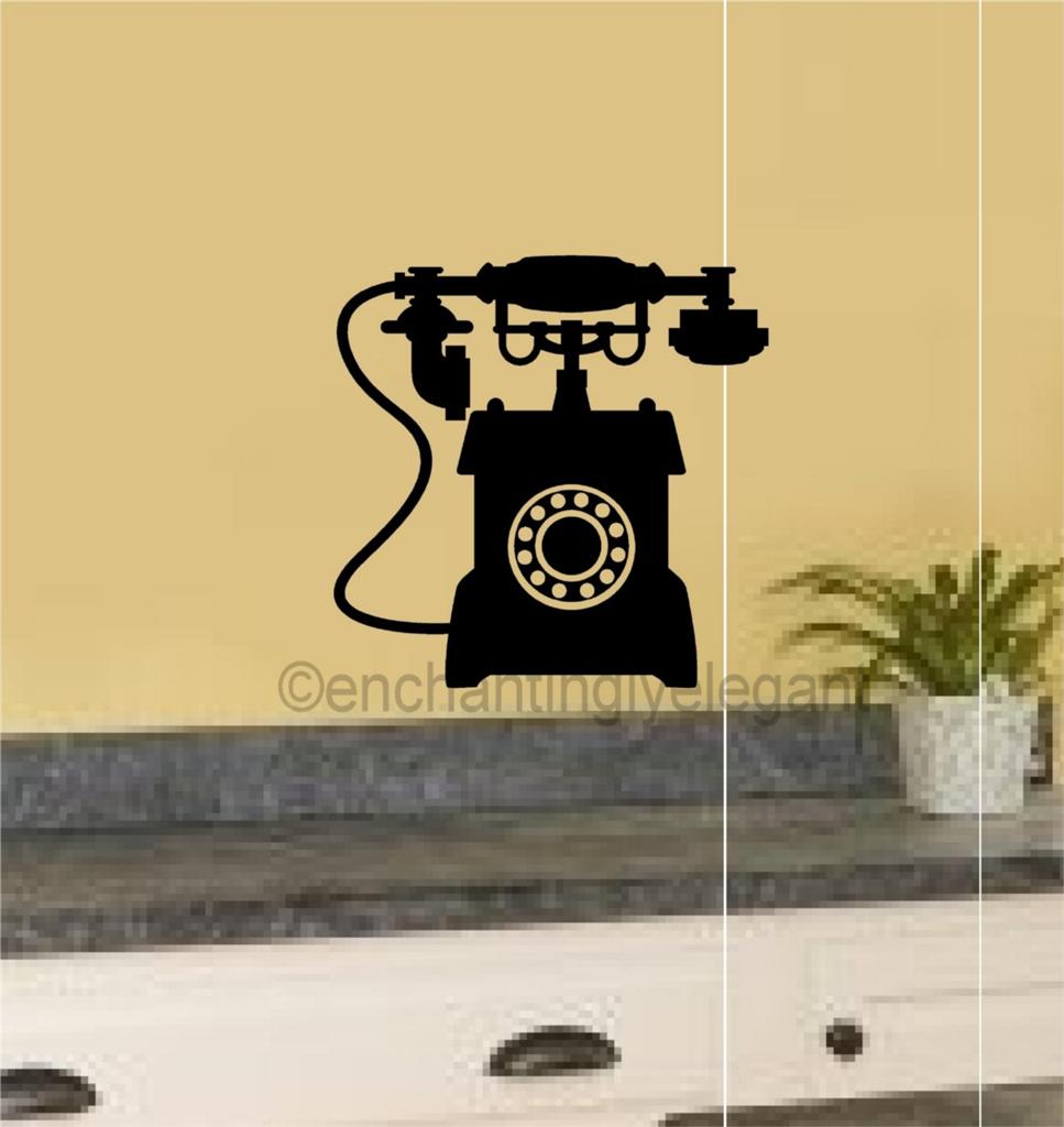 Old Fashioned Phone Telephone Vinyl Decal Wall Sticker Living Room