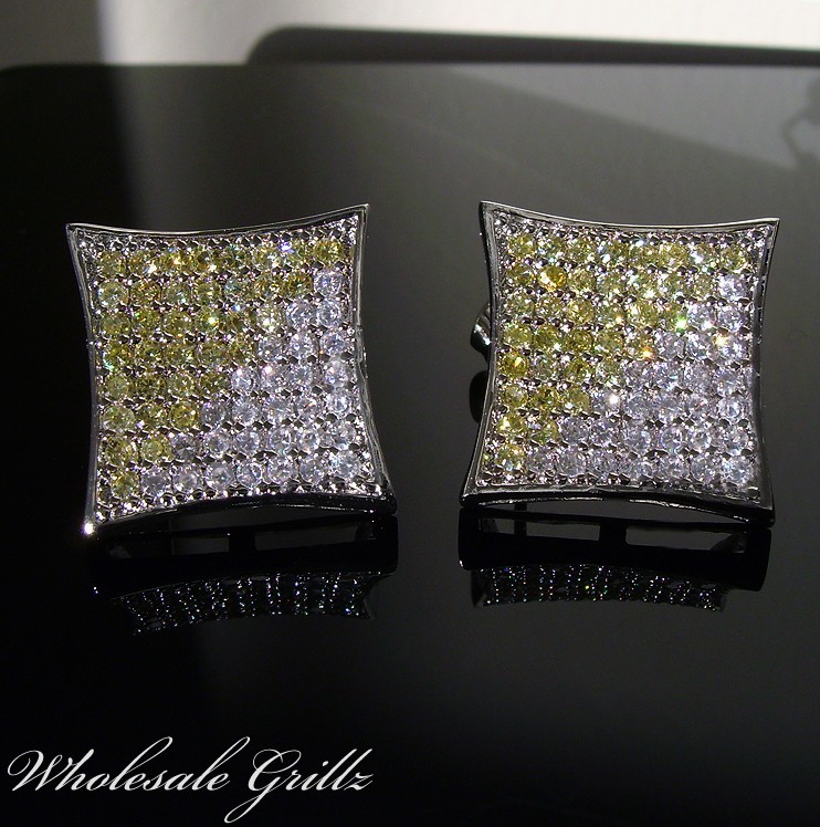 NEW!! 150 MENS XL CANARY YELLOW SIMULATE DIAMOND EARRINGSFAST FREE