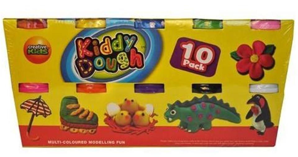 New 10 x Kiddy Dough Pots Multi Coloured Creative Fun Kids 6 Years