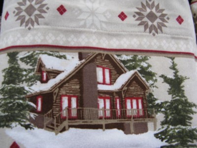 Heavy Weight Flannel Sheets Set Lodge Cabin Pine Trees Snow New