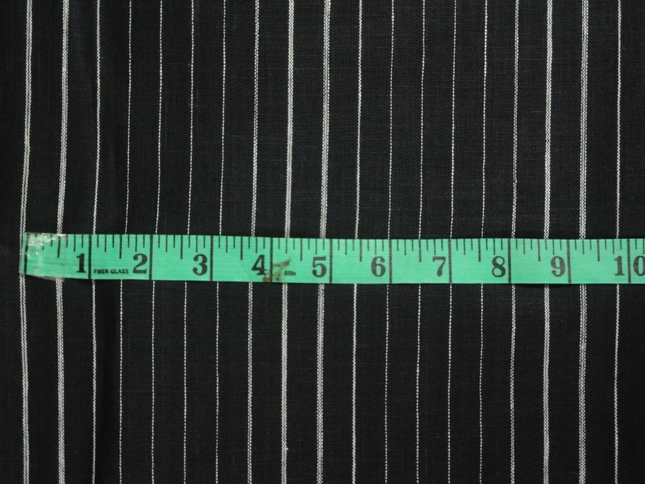 Black linen fabric with thin white stripes 54"