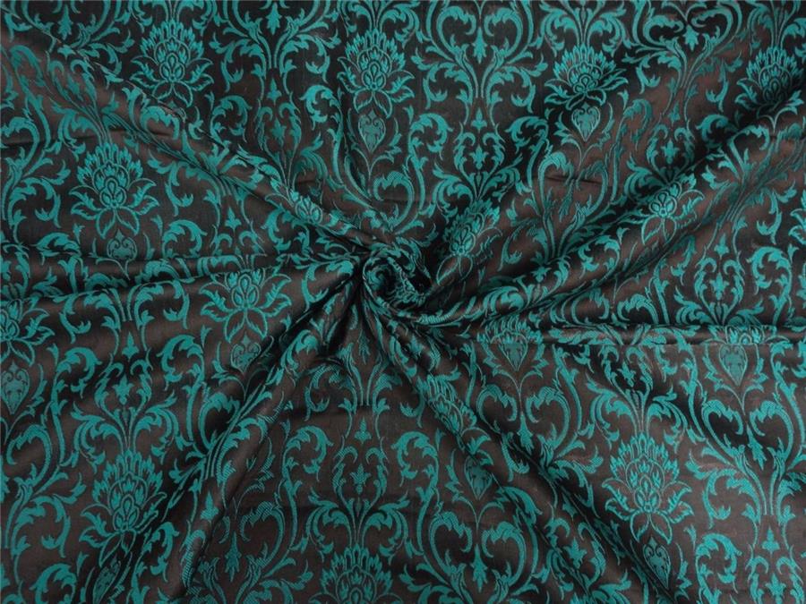 Brocade fabric Teal Green X Black Color 44"