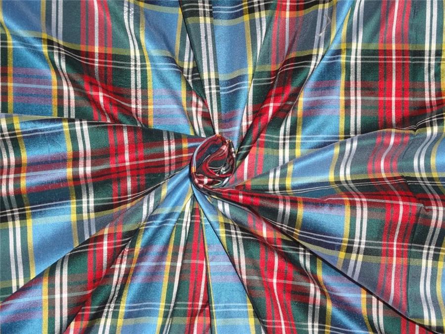 MULTI COLOR PLAIDSSILK DUPIONI FABRICWIDTH 54"