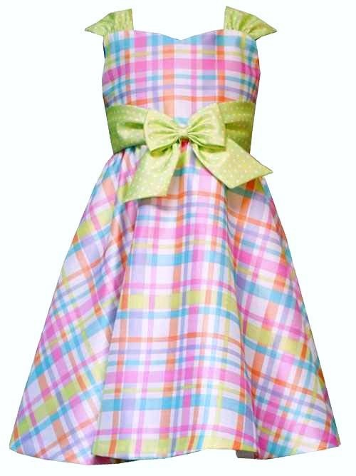 Rare Editions Multi Plaid Shantung Dress Little Girls 4-6x