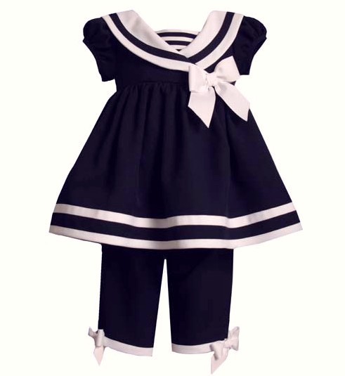 Bonnie Jean Navy Sailor Top Capri set BABY Girls 12m-24m